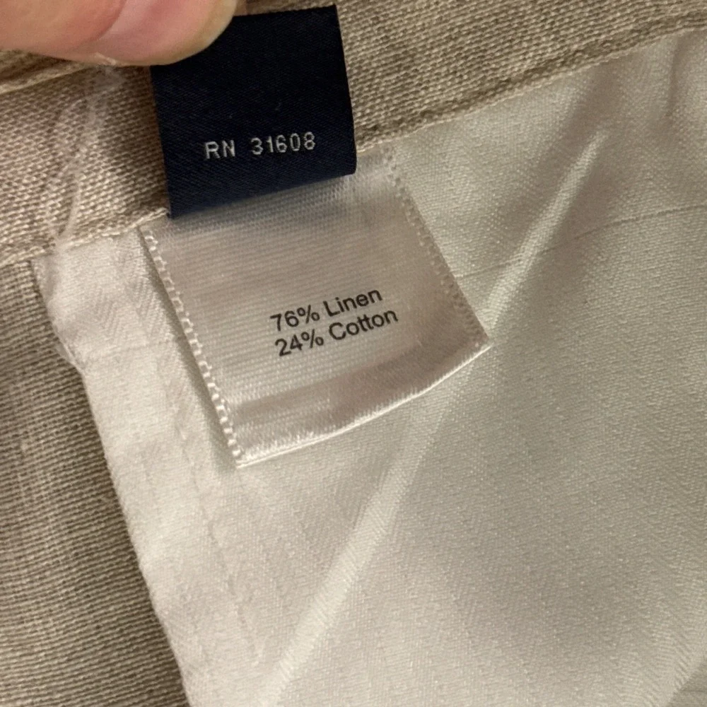 Jos A Bank Linen Cotton Pants Mens 40x28 Beige Tailored Drawstring Trousers